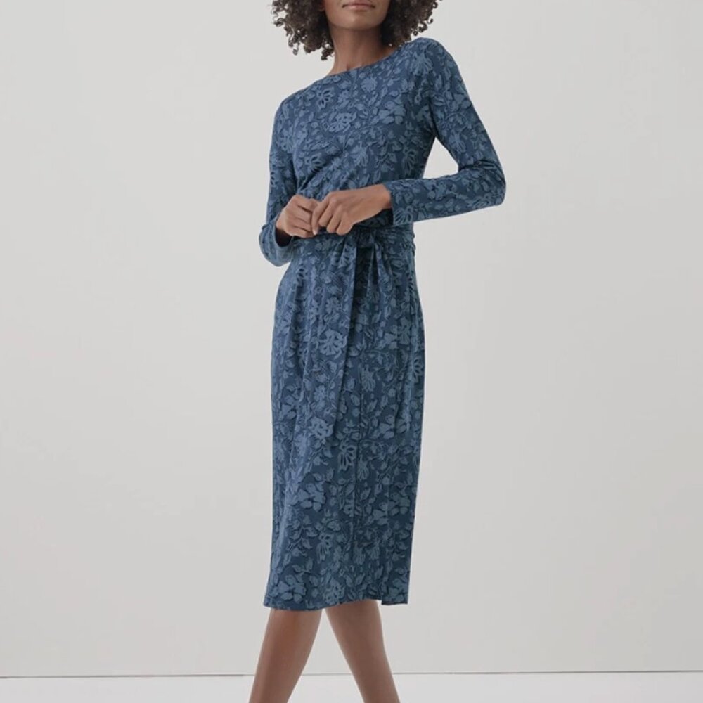 Pact Organic Fit & Flare Tie Wrap Dress